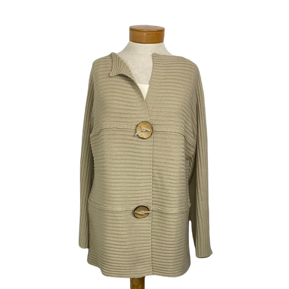 Modern Soul Lagenlook Tan Oversized Relax Fit Cardigan Sweater